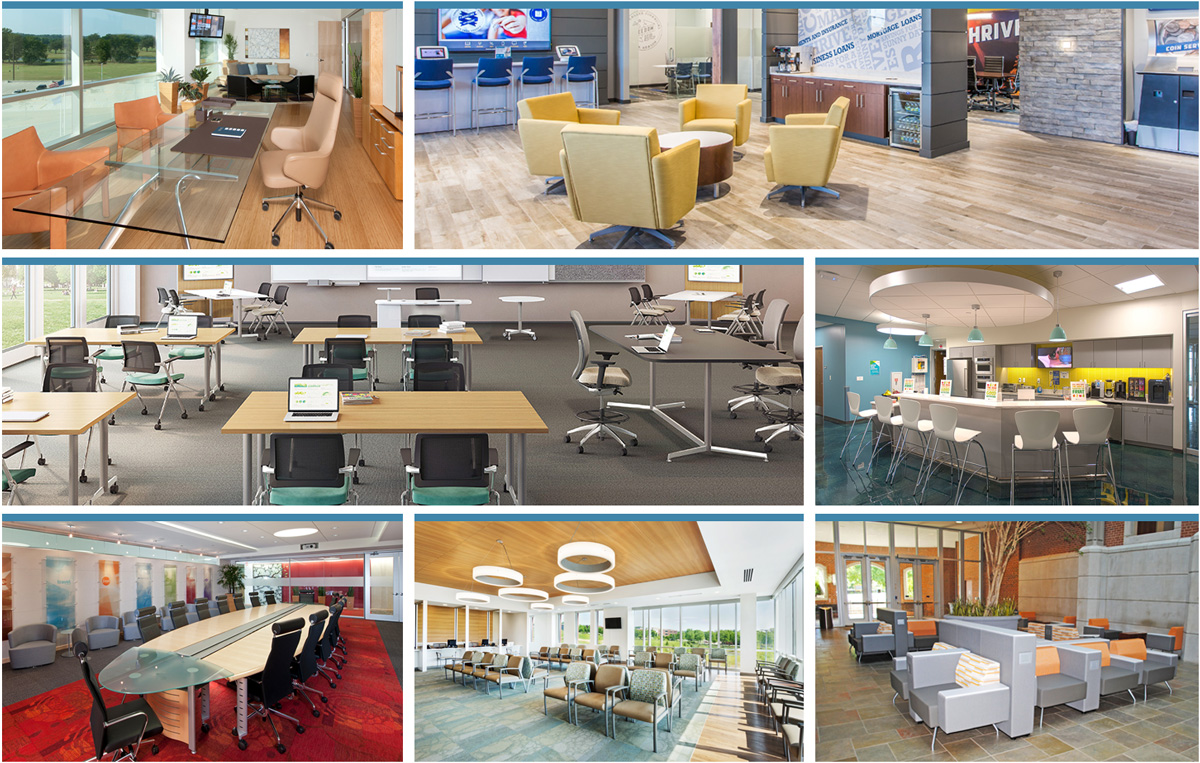 A variety of the commercial office furniture projects we have completed throughout the years.