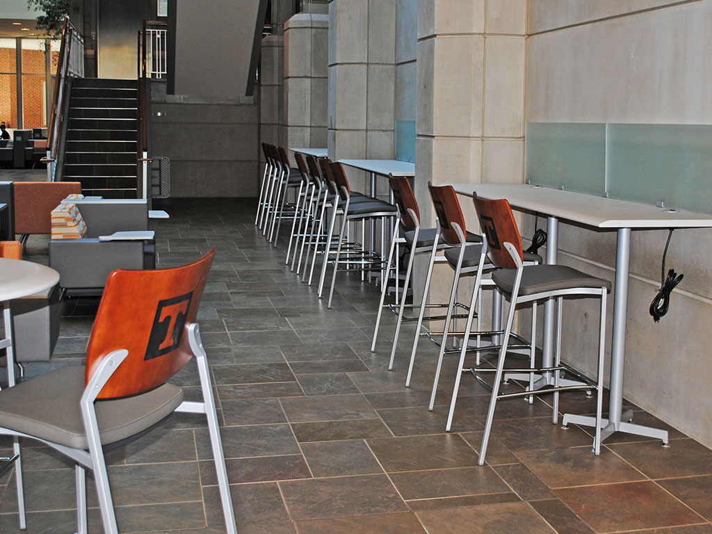 Examples of multi-group workspace at the Haslam Building at UT.